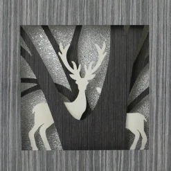 Glittered Woodland Deer Silhouette Box Framed Christmas Decoration - 12"