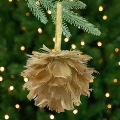 Glittery Feathers Christmas Ball Ornament - 6" - Green