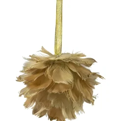 Glittery Feathers Christmas Ball Ornament - 6" - Green