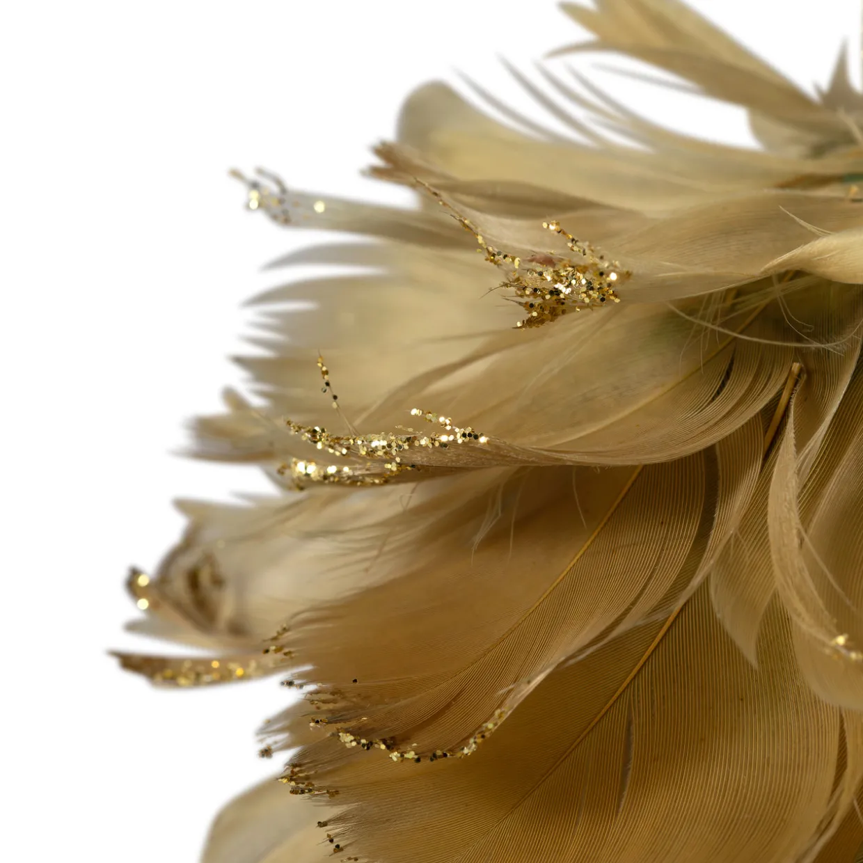 Glittery Feathers Christmas Ball Ornament - 6" - Green