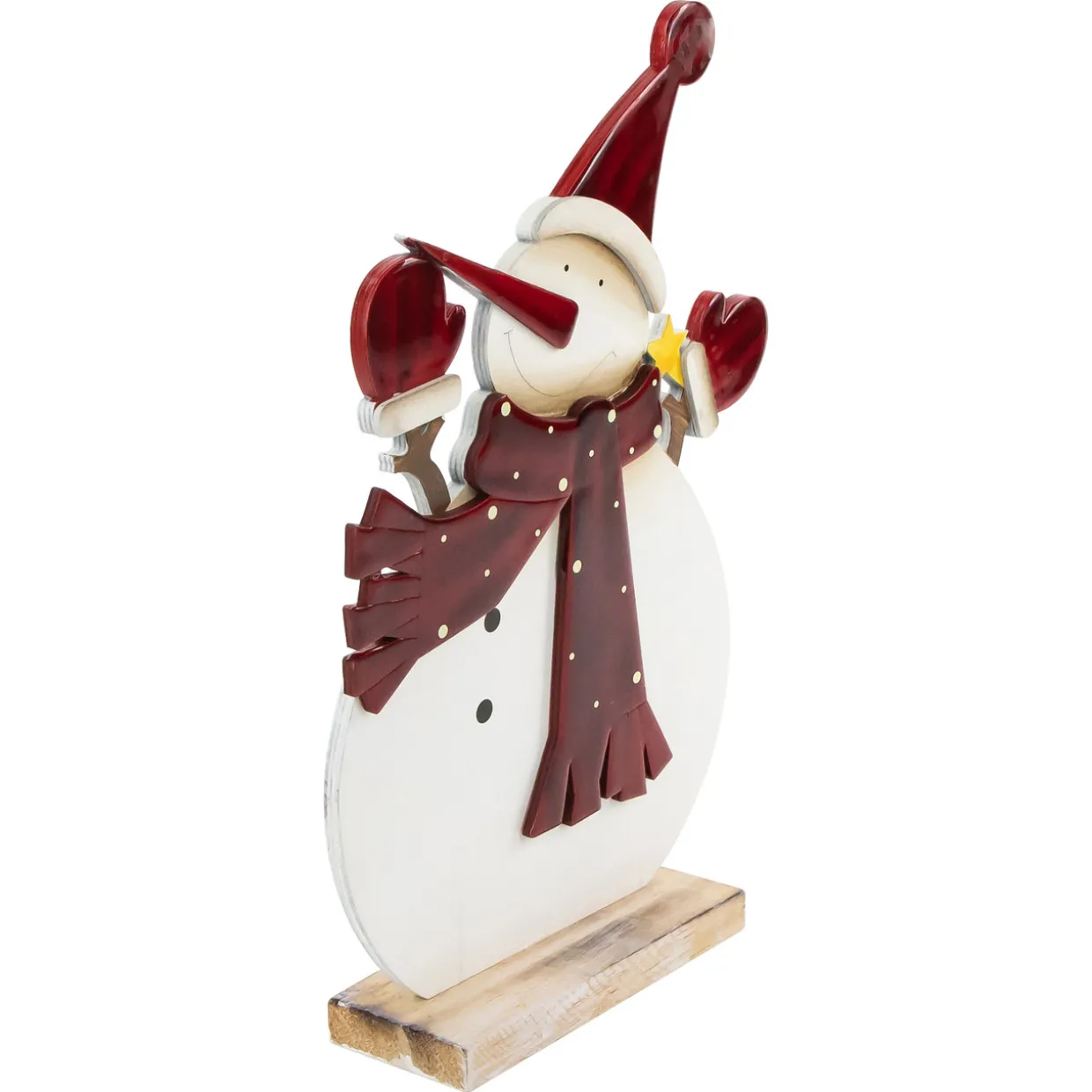 Glossy Snowman in Red Scarf and Mittens Christmas Decoration - 12"