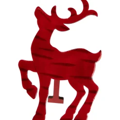 Glossy Standing Reindeer Christmas Decoration - 8" - Red