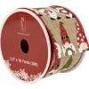 Gnome Burlap Style Wired Craft Christmas Ribbon 2.5" x 10 Yards