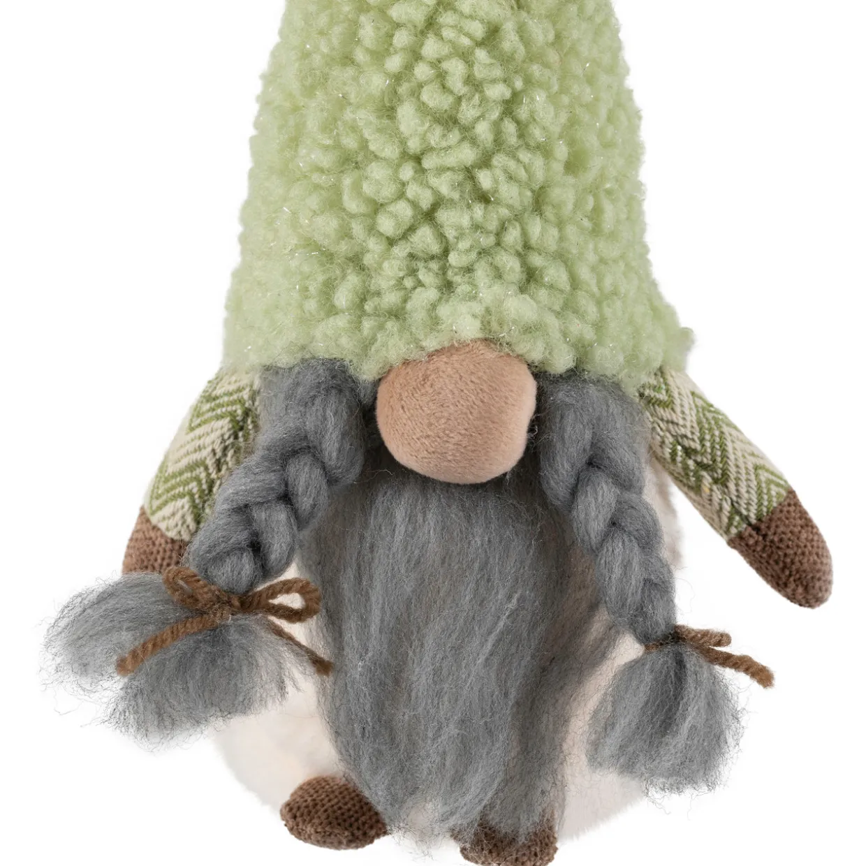 Gnome Girl in Faux Fur Hat Christmas Figure - 12" - Green