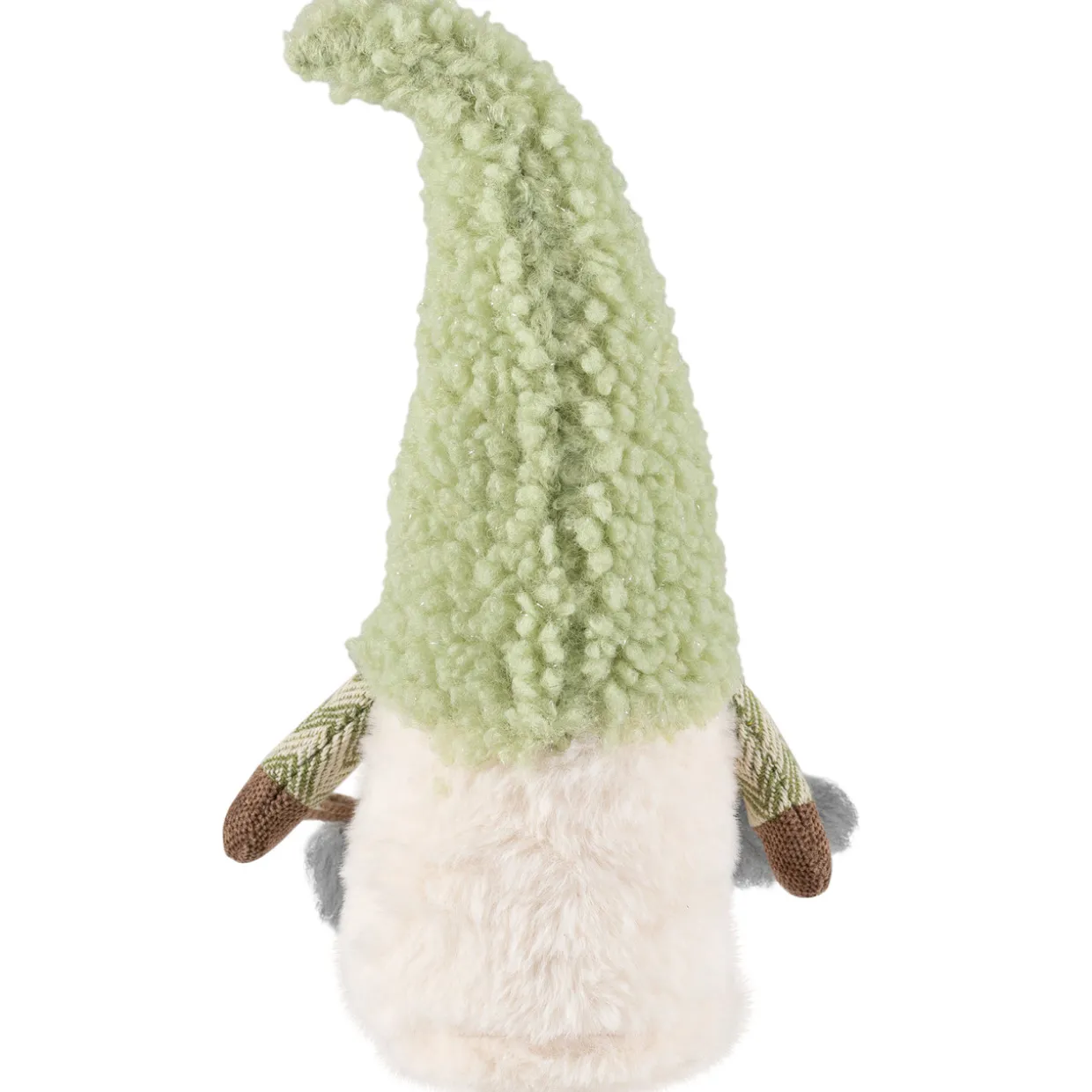 Gnome Girl in Faux Fur Hat Christmas Figure - 12" - Green