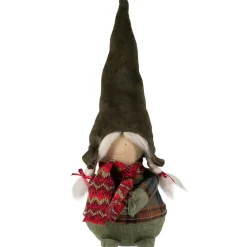Gnome Girl with Plaid Outfit Christmas Figurine - 12.5"