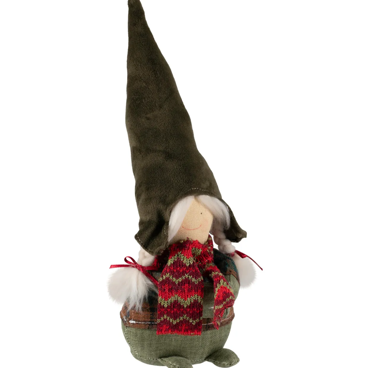 Gnome Girl with Plaid Outfit Christmas Figurine - 12.5"