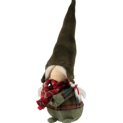 Gnome Girl with Plaid Outfit Christmas Figurine - 12.5