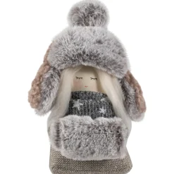 Gnome Girl with Plush Trapper Hat Christmas Figure - 5.5"