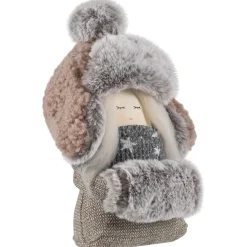 Gnome Girl with Plush Trapper Hat Christmas Figure - 5.5