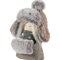 Gnome Girl with Plush Trapper Hat Christmas Figure - 5.5
