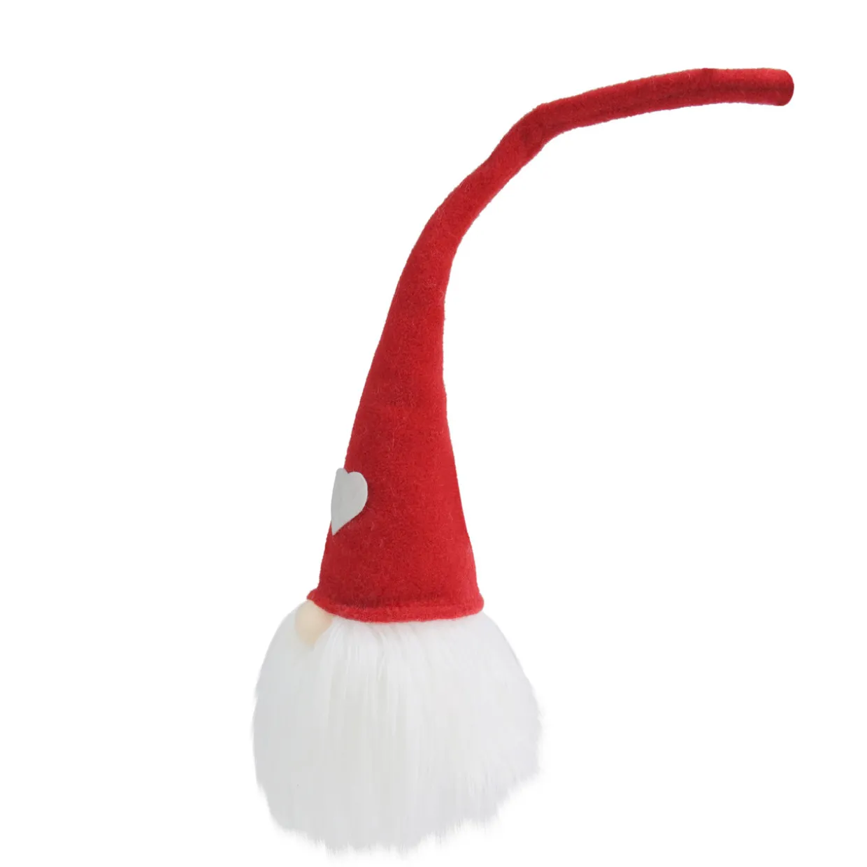 Gnome Head with Heart Hat Christmas Decoration - 21.5" - Red and White