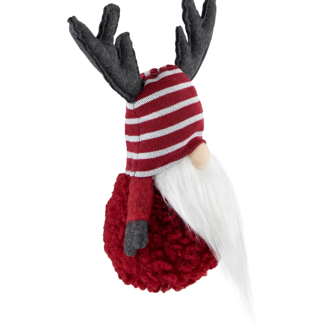 Gnome with Antlers Christmas Figure - 12" - Red and White
