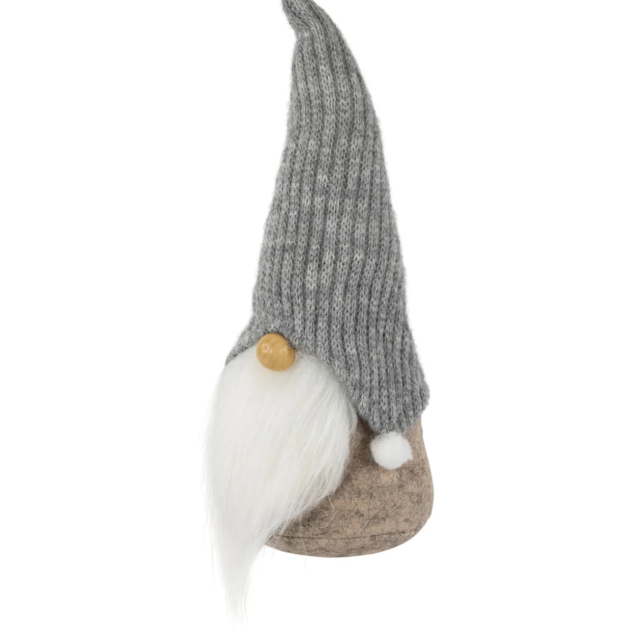 Gnome with Knitted Pom Pom Hat Christmas Figure - 9" - Beige