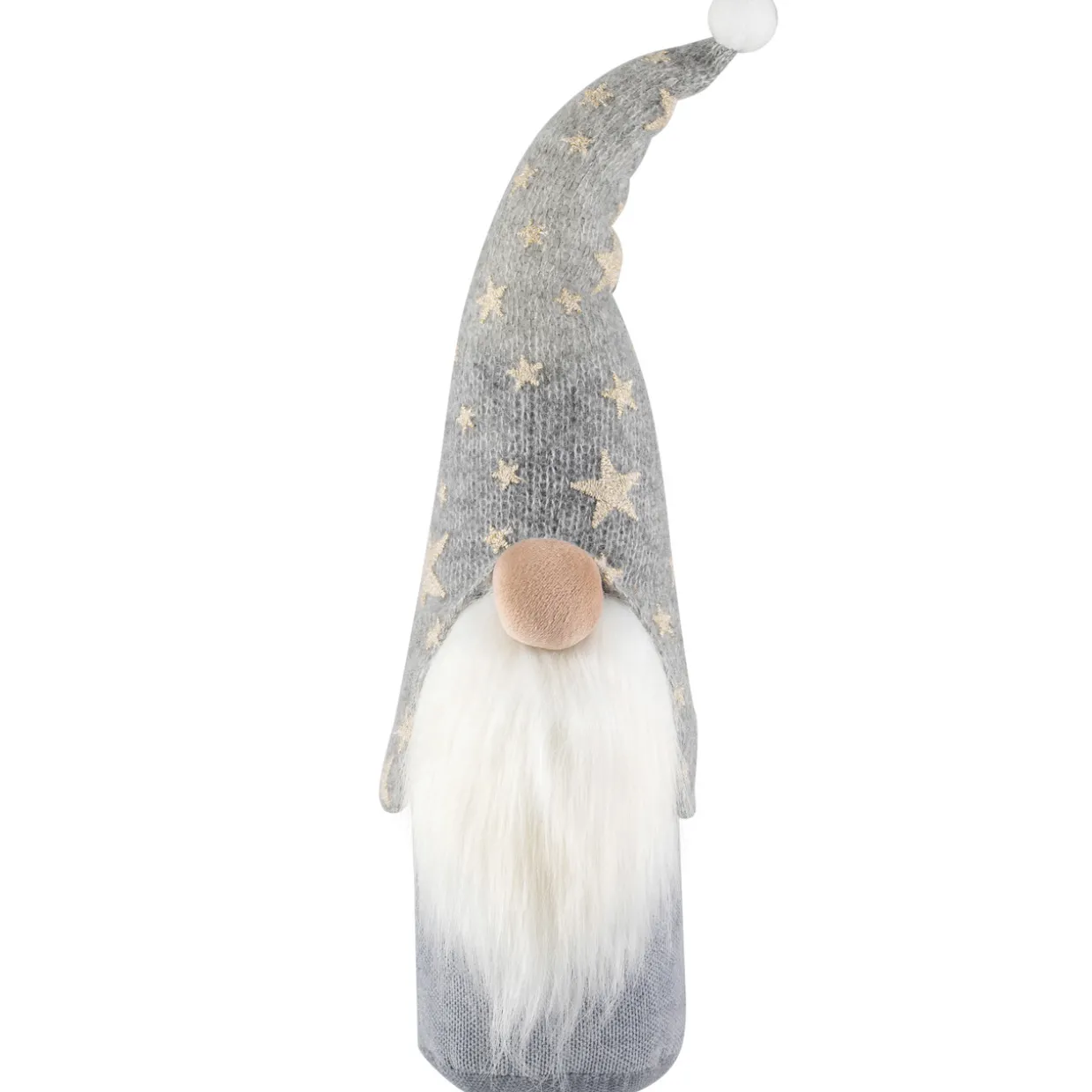 Gnome with Knitted Star Pattern Hat Christmas Figure - 17"