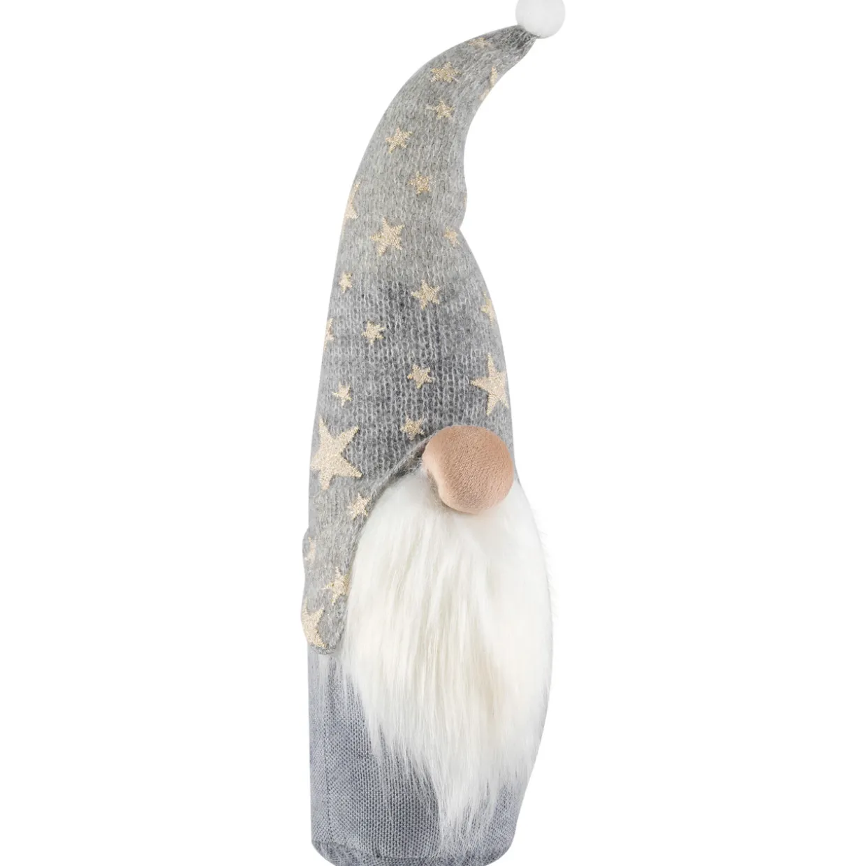 Gnome with Knitted Star Pattern Hat Christmas Figure - 17"