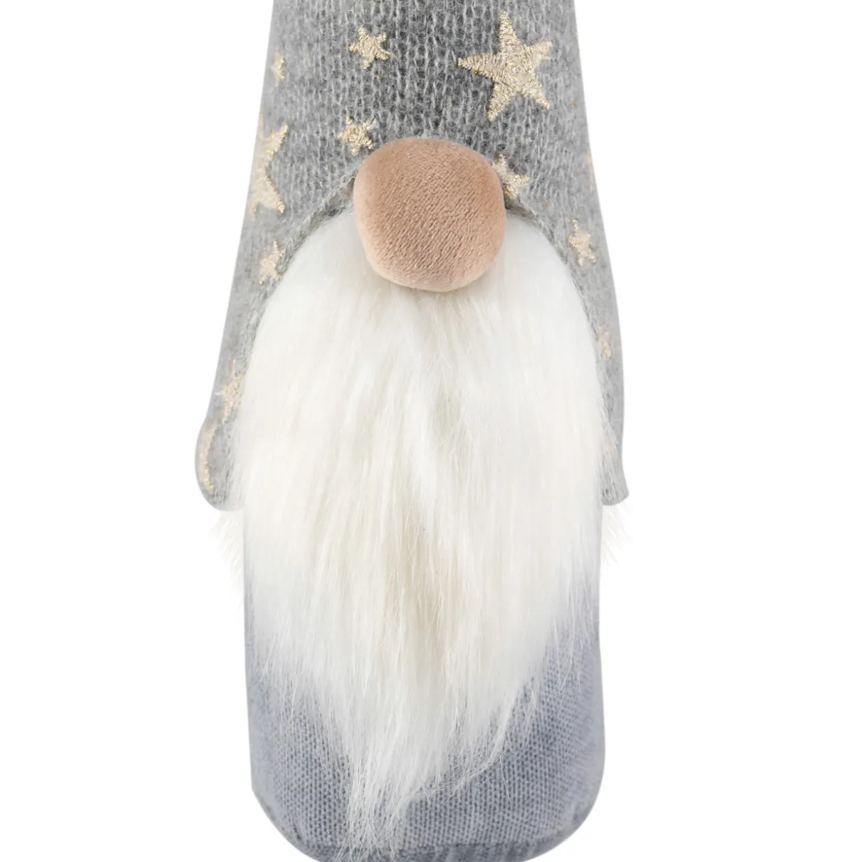 Gnome with Knitted Star Pattern Hat Christmas Figure - 17"