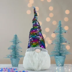 Gnome with Rainbow Flip Sequin Hat Christmas Decoration - 24"