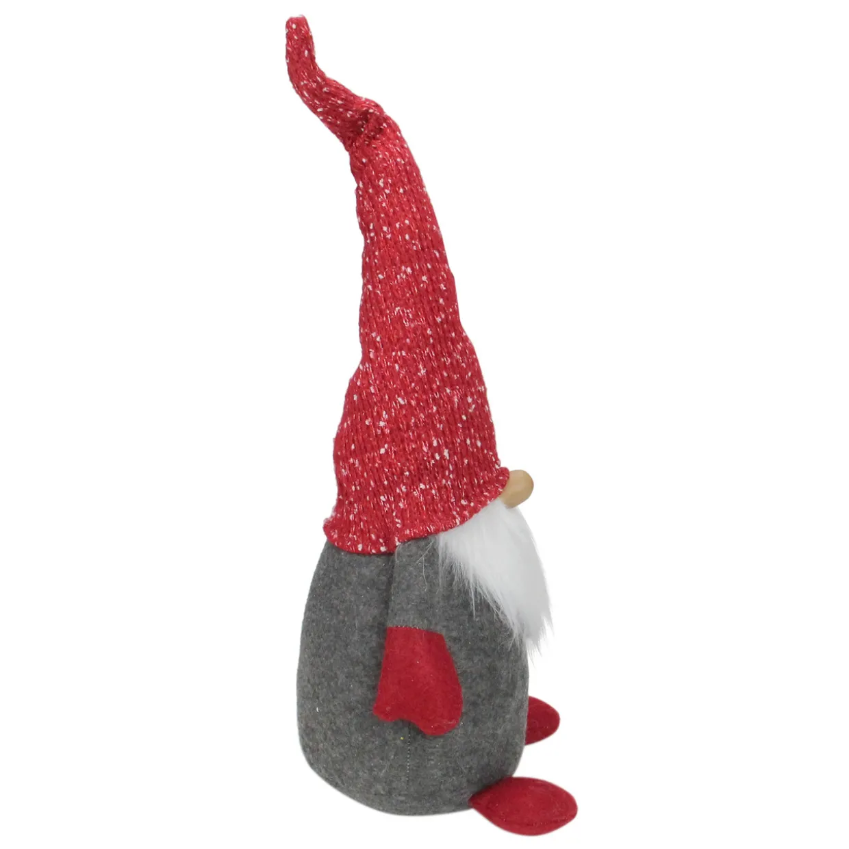 Gnome with Tall Bendable Hat Christmas Decoration - 22" - Grey and Red