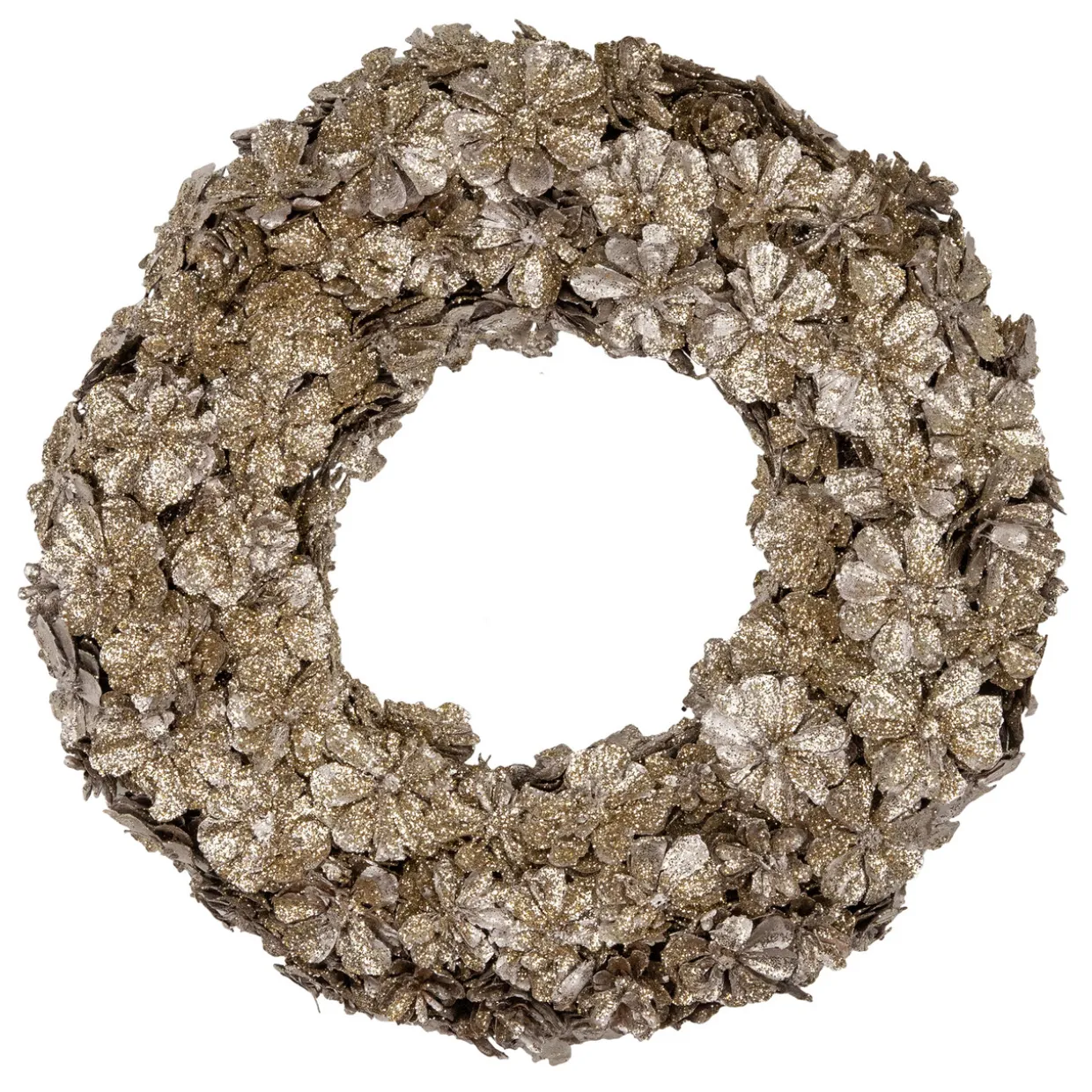Gold Glitter Pine Cone Artificial Christmas Wreath, 12-Inch