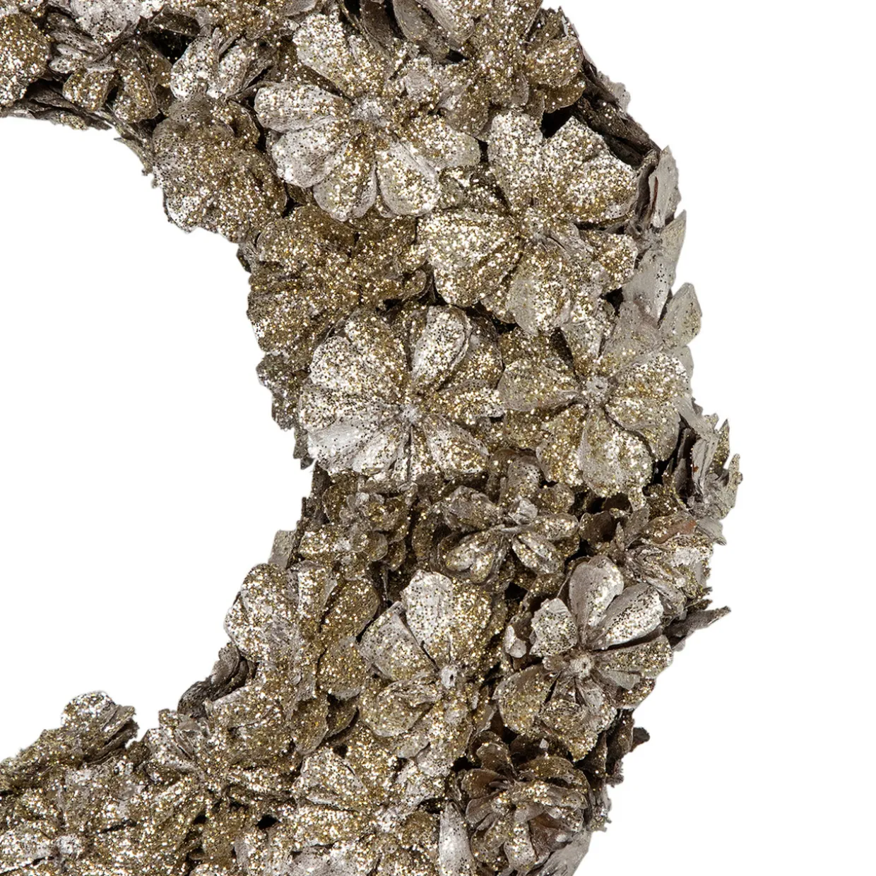 Gold Glitter Pine Cone Artificial Christmas Wreath, 12-Inch