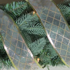 Gold Glittering Diamonds Wired Christmas Craft Ribbon 2.5