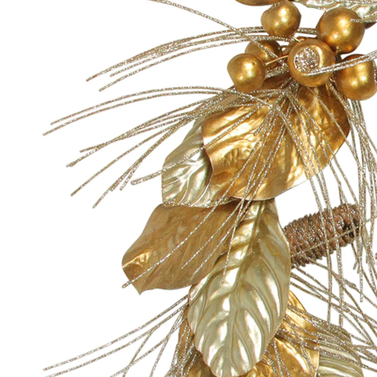 Golden Treasures Glittered Berries and Pine Cone Artificial Christmas Wreath - 24-Inch, Unlit