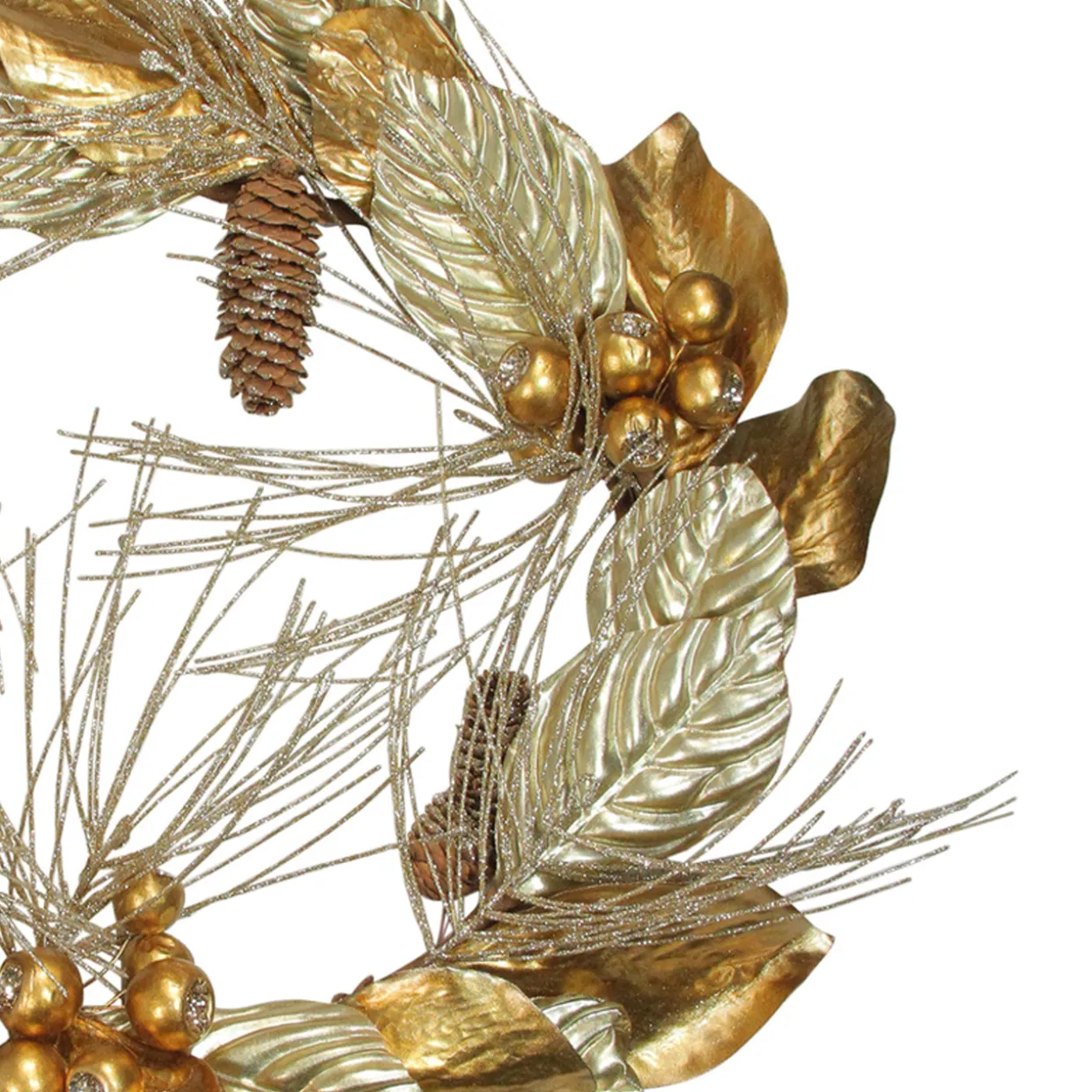 Golden Treasures Glittered Berries and Pine Cone Artificial Christmas Wreath - 24-Inch, Unlit