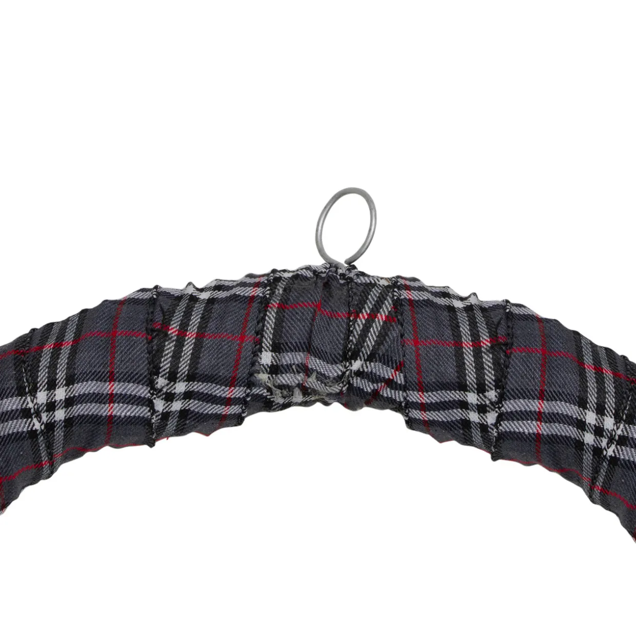 Gray and Red Plaid Artificial Christmas Wreath with Red Berries - 24-Inch, Unlit