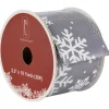 Gray and White Shimmering Snowflakes Wired Craft Christmas Ribbon 2.5" x 10 Yards