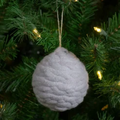 Gray Knit Shatterproof Christmas Ball Ornament 3.25" (80 mm)