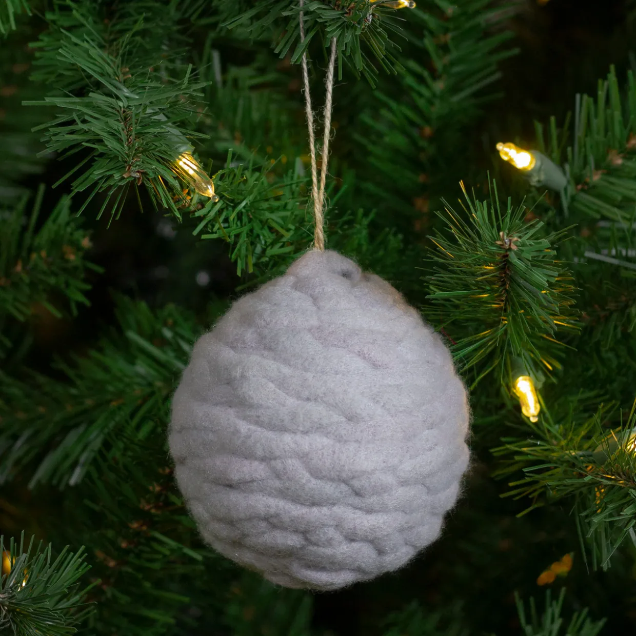 Gray Knit Shatterproof Christmas Ball Ornament 3.25" (80 mm)