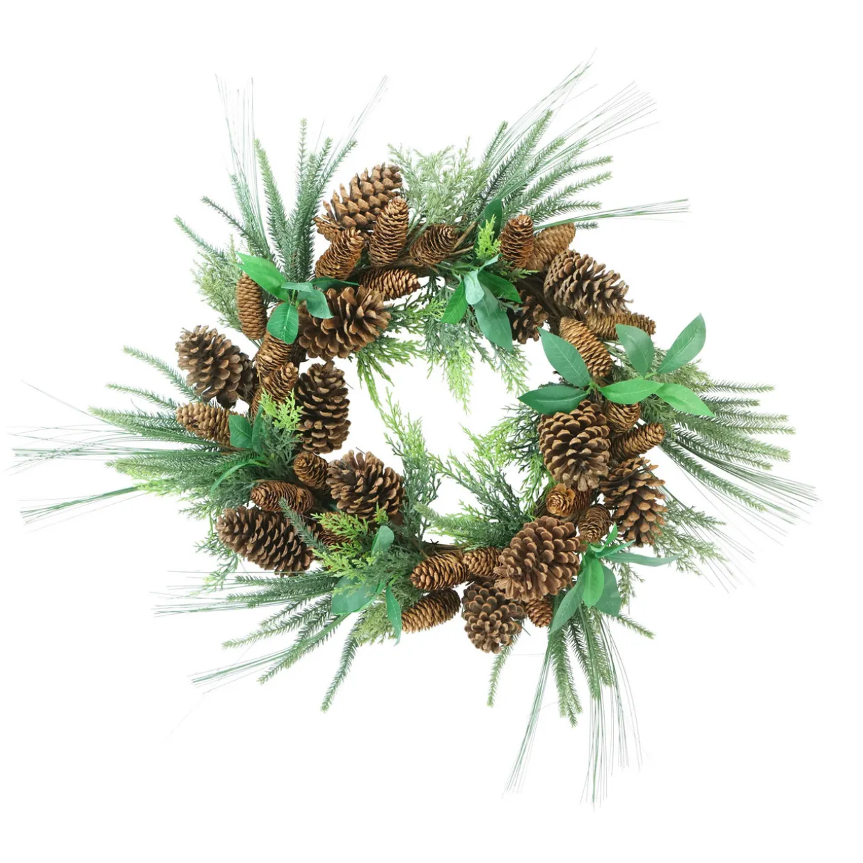 Green Foilage with Mixed Pinecones Artificial Christmas Wreath - 24-Inch, Unlit