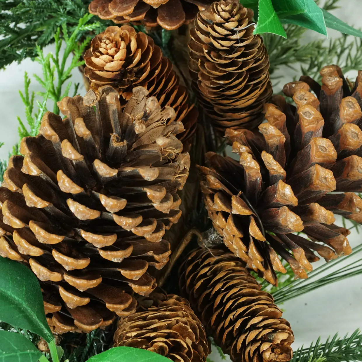 Green Foilage with Mixed Pinecones Artificial Christmas Wreath - 24-Inch, Unlit