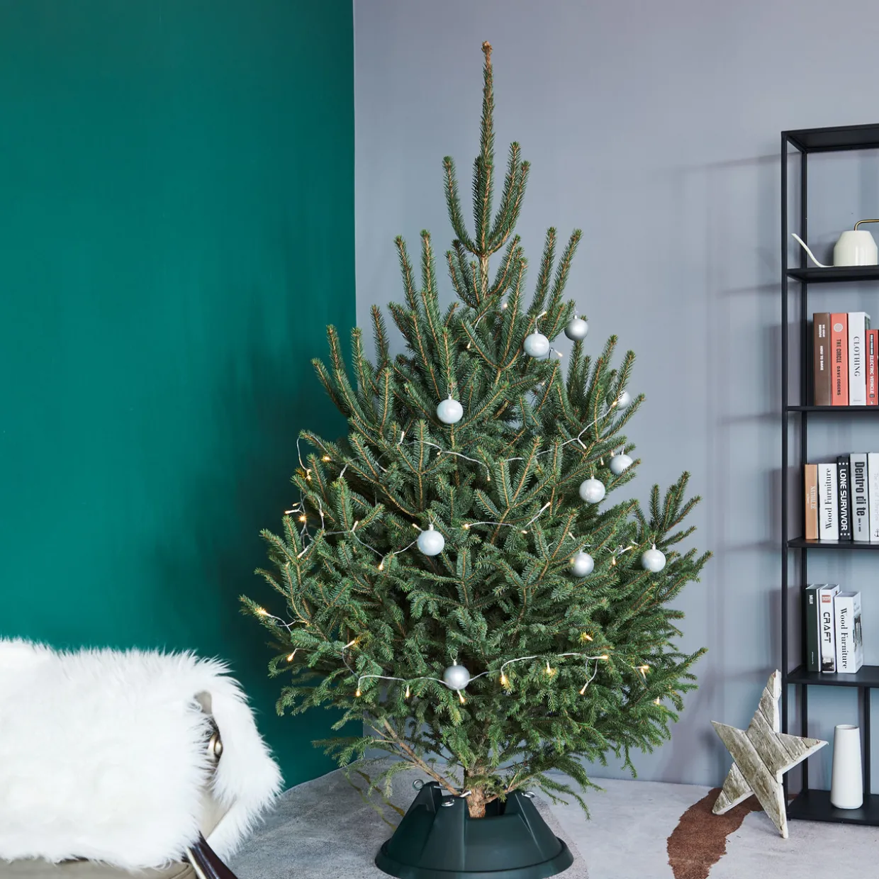 Green Live Christmas Tree Stand - For Trees up to 8ft Tall