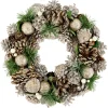 Green Pine Needle and Pinecone Artificial Christmas Wreath, 13.5-Inch, Unlit