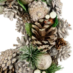 Green Pine Needle and Pinecone Artificial Christmas Wreath, 13.5-Inch, Unlit
