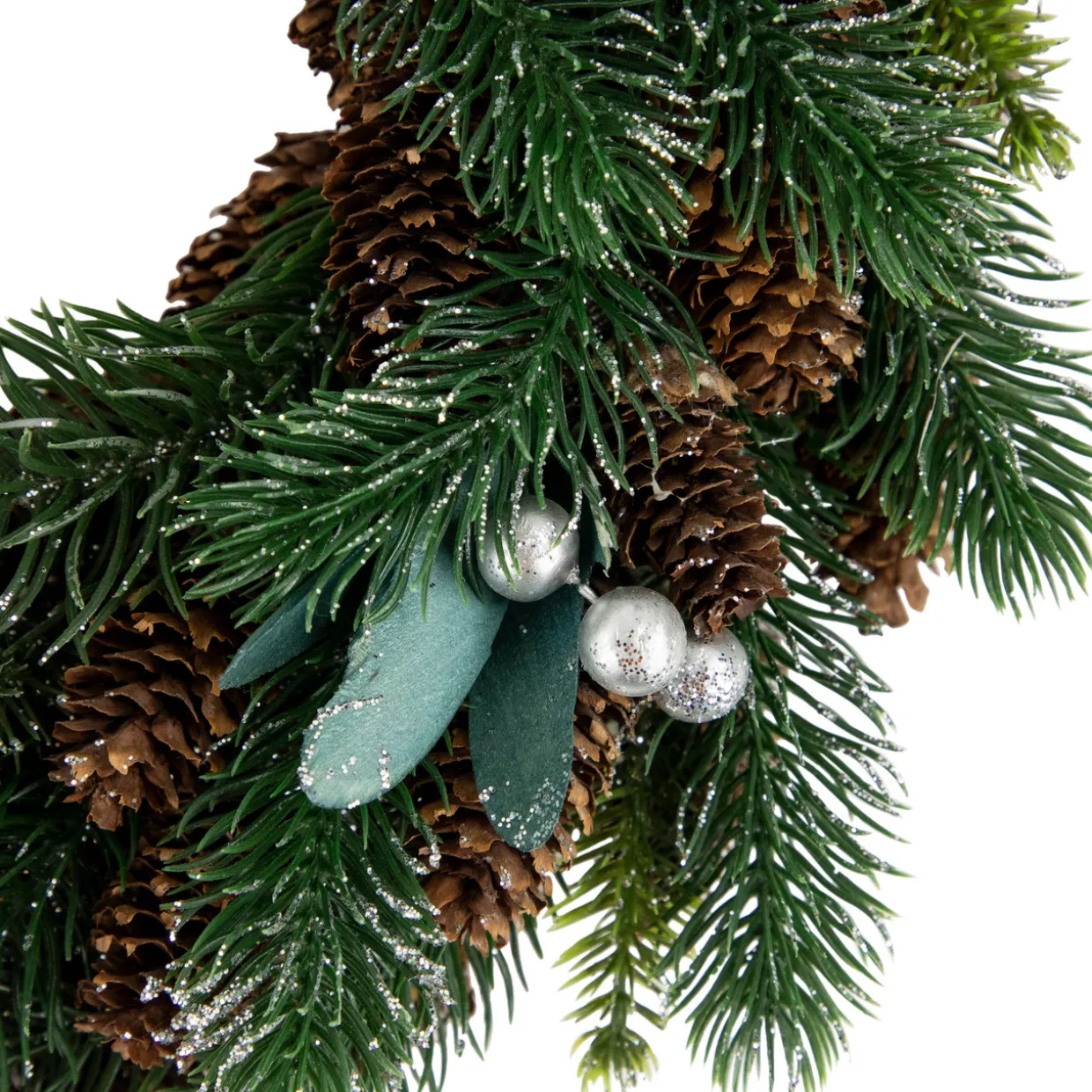 Green Pine, Pinecone with Berries Artificial Christmas Wreath, 14", Unlit