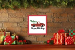 Happy Holidays Red Truck 15.5