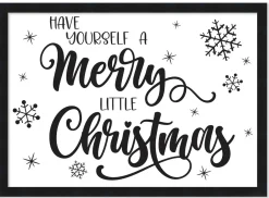 Have Yourself a Merry Little Christmas 14.5" x 19.5" Framed Christmas Wall Decor Sign Poster in a Black Wooden Frame with UV Acrylic and Hangers