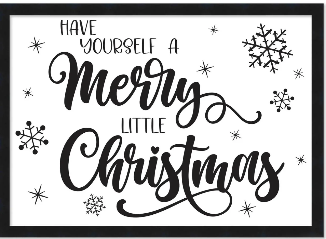 Have Yourself a Merry Little Christmas 14.5" x 19.5" Framed Christmas Wall Decor Sign Poster in a Black Wooden Frame with UV Acrylic and Hangers