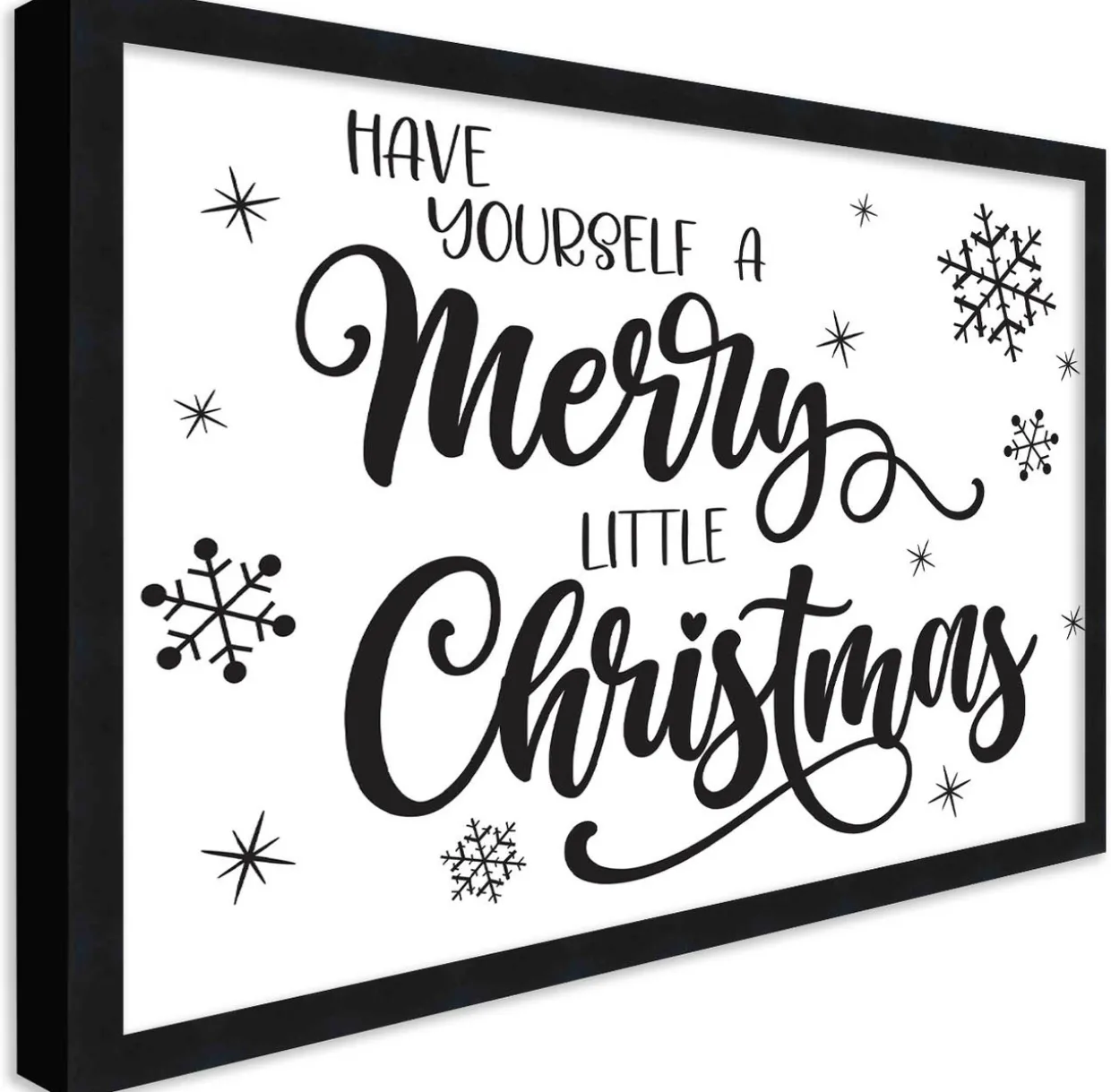 Have Yourself a Merry Little Christmas 14.5" x 19.5" Framed Christmas Wall Decor Sign Poster in a Black Wooden Frame with UV Acrylic and Hangers