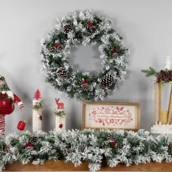 Heavily Flocked Pine Artificial Christmas Wreath - 24