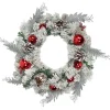 Heavily Flocked Pine with Ornaments Artificial Christmas Wreath - 24" - Unlit