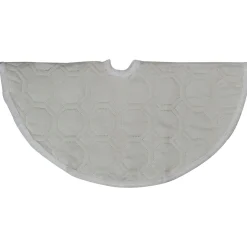Hexagon Quilted Pattern Christmas Tree Skirt - 18" - Off-White
