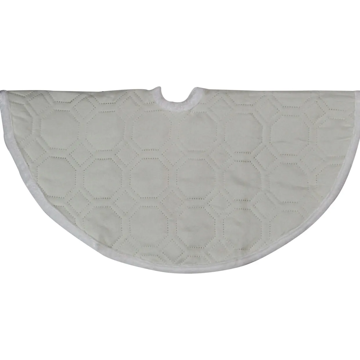 Hexagon Quilted Pattern Christmas Tree Skirt - 18" - Off-White