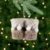 High Pile Fleece Winter Booties Christmas Ornament - 4"