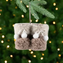 High Pile Fleece Winter Booties Christmas Ornament - 4"
