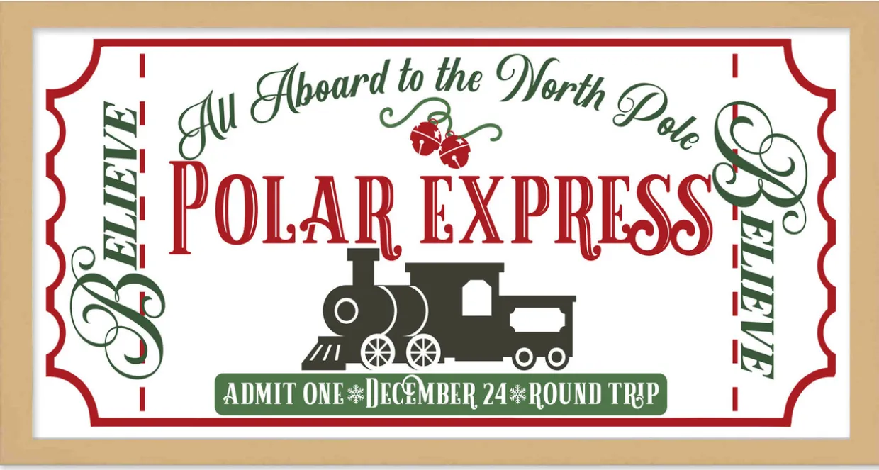 HO HO HO 9.5" x 21.5" Framed Christmas Wall Decor Art Print Sign Poster in a Natural Wooden Frame with UV Acrylic and Hangers