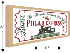 HO HO HO 9.5" x 21.5" Framed Christmas Wall Decor Art Print Sign Poster in a Natural Wooden Frame with UV Acrylic and Hangers